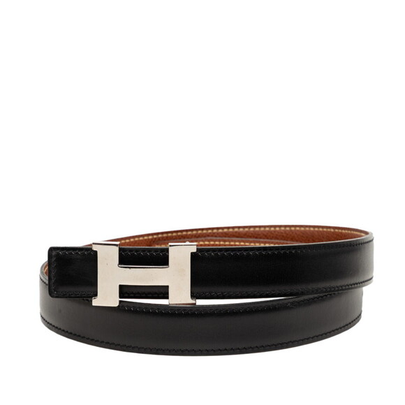HERMES Accessories - Hermes Constance H-belt, reversible belt, size 65, black and brown box calf l...